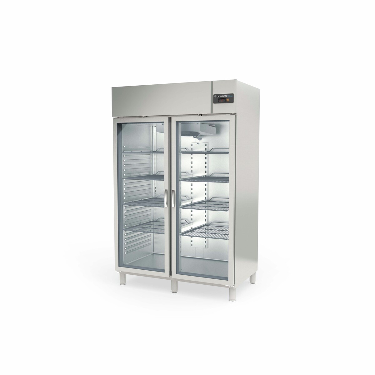 Armoire GN2/1 côtés emboutis positive 2 p. vitrées CORECO-CGRE-1002-SPF