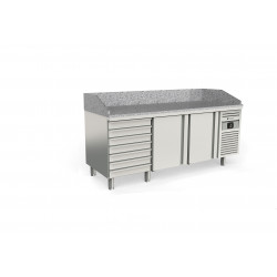 Meuble pizza 700 positif 2 p. + 1 neutre à pâtons CORECO-MFP70-180-7