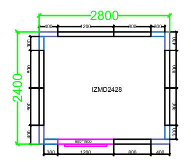 CHAMBRE FROIDE DIM 240x280x220 cm MODULAIRE POSITIVE SANS SOL PIMAK IZMD2428-P