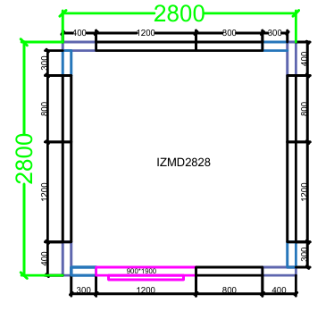 CHAMBRE FROIDE DIM 280x280x220 cm MODULAIRE NÉGATIVE AVEC SOL PIMAK IZMD2828-N