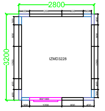 CHAMBRE FROIDE DIM 320x280x220 cm MODULAIRE NÉGATIVE AVEC SOL PIMAK IZMD3228-N