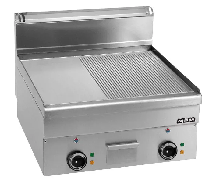 FRY-TOP ELECTRIQUE – ½ PLAQUE LISSE - ½   PLAQUE RAYEE CHROMEE MBM MINIMA600-EFT66LRC