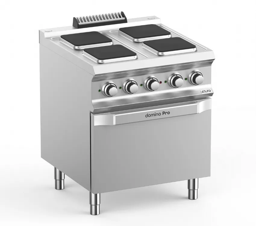 CUISINIERE ELECTRIQUE SUR FOUR ELECTRIQUE, 4 PLAQUES CARREES MBM PQ77FE DOMINA PRO 700