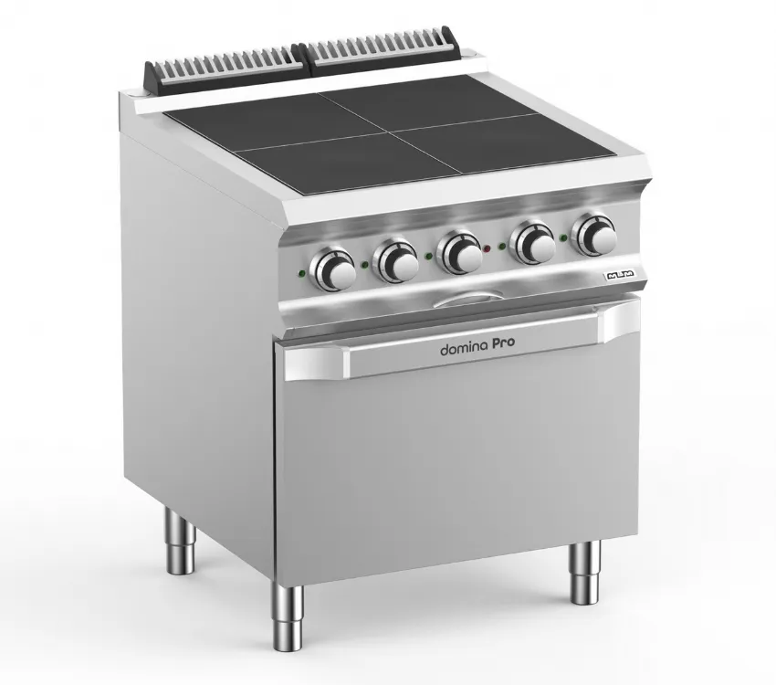 CUISINIERE ELECTRIQUE SUR FOUR ELECTRIQUE, 4 PLAQUES ALIGNEES MBM PQR77FE DOMINA PRO 700