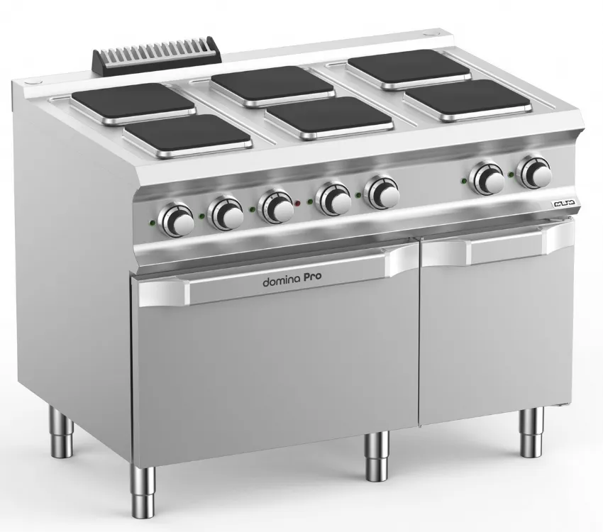 CUISINIERE ELECTRIQUE SUR FOUR ELECTRIQUE, 6 PLAQUES CARRÉES MBM PQ711FE DOMINA PRO 700