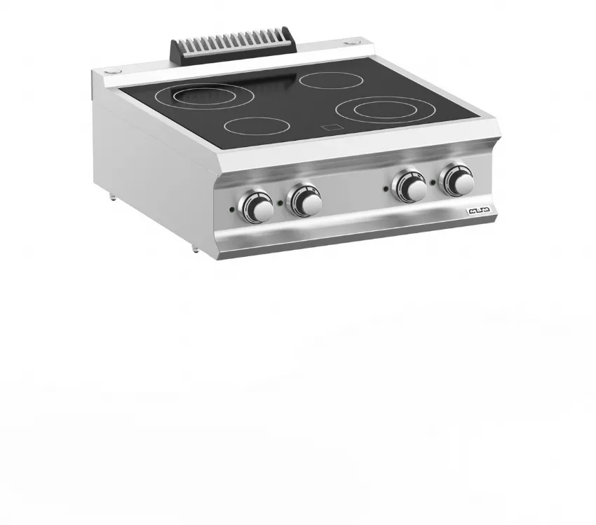 PLAN DE CUISSON ELECTRIQUE EN VIITROCERAMIQUE, 4 PLAQUES MBM VC77T DOMINA PRO 700