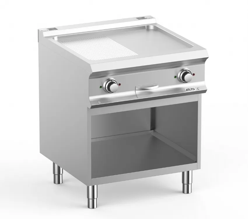 FRY-TOP ELECTRIQUE SUR ARMOIRE, 1/2 PLAQUE LISSE ½ PLAQUE RAYEES MBM FTBE77ALR DOMINA PRO 700