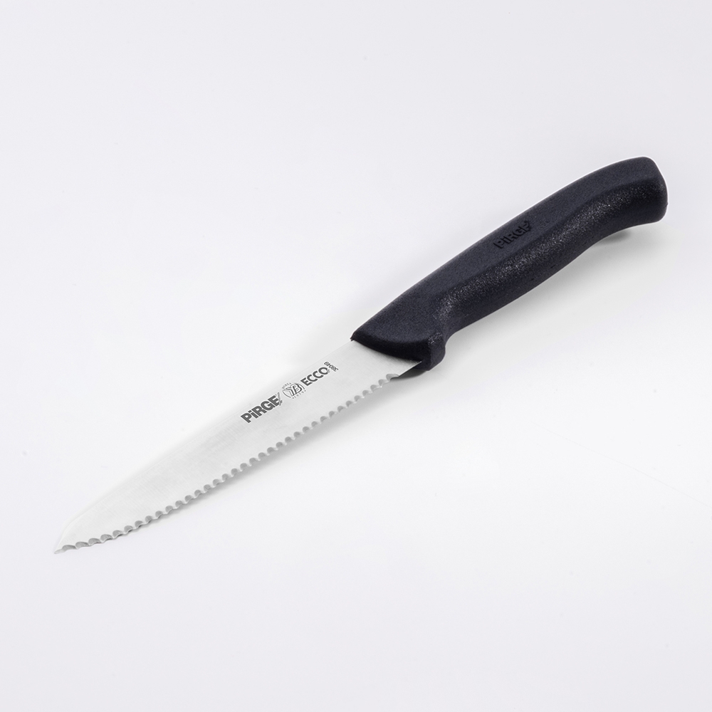 Couteau utilitaire dentelé 12 cm noir PIRGE