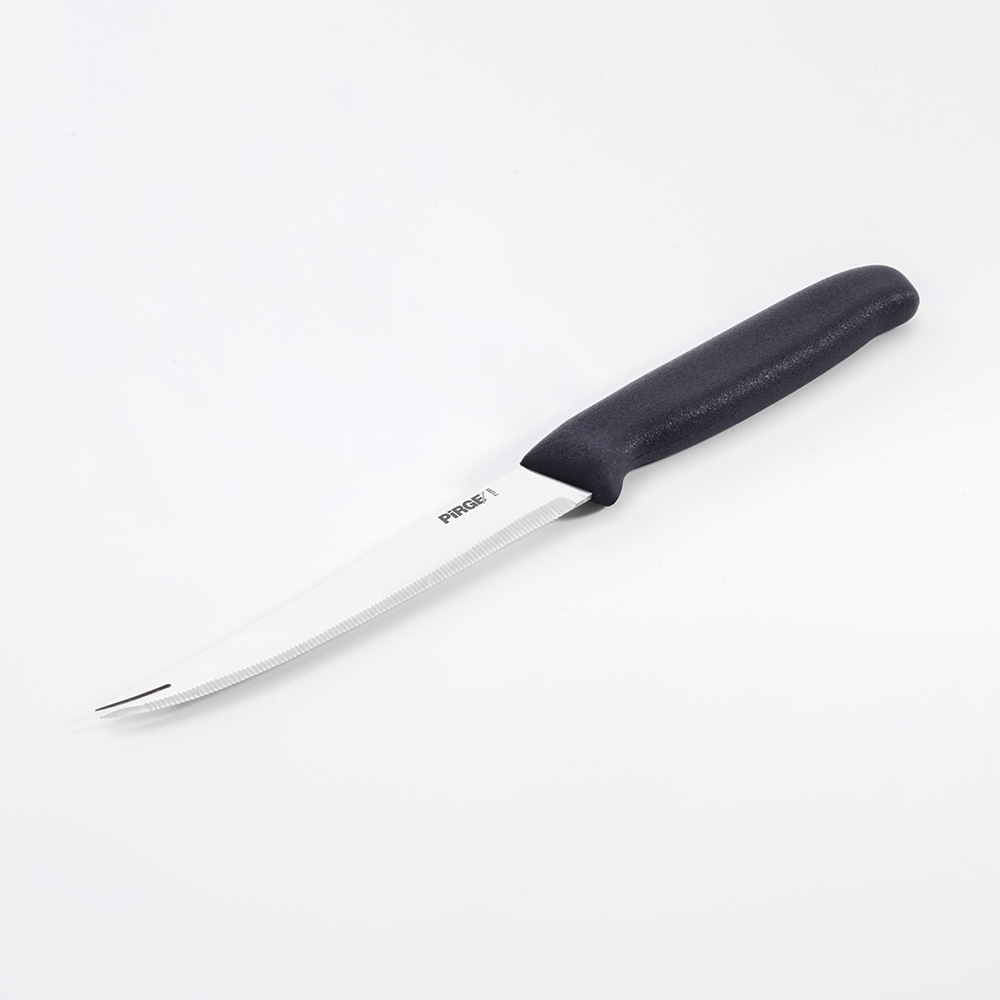 Couteau de bar dentelé, type fourchette, 12 cm, noir PIRGE