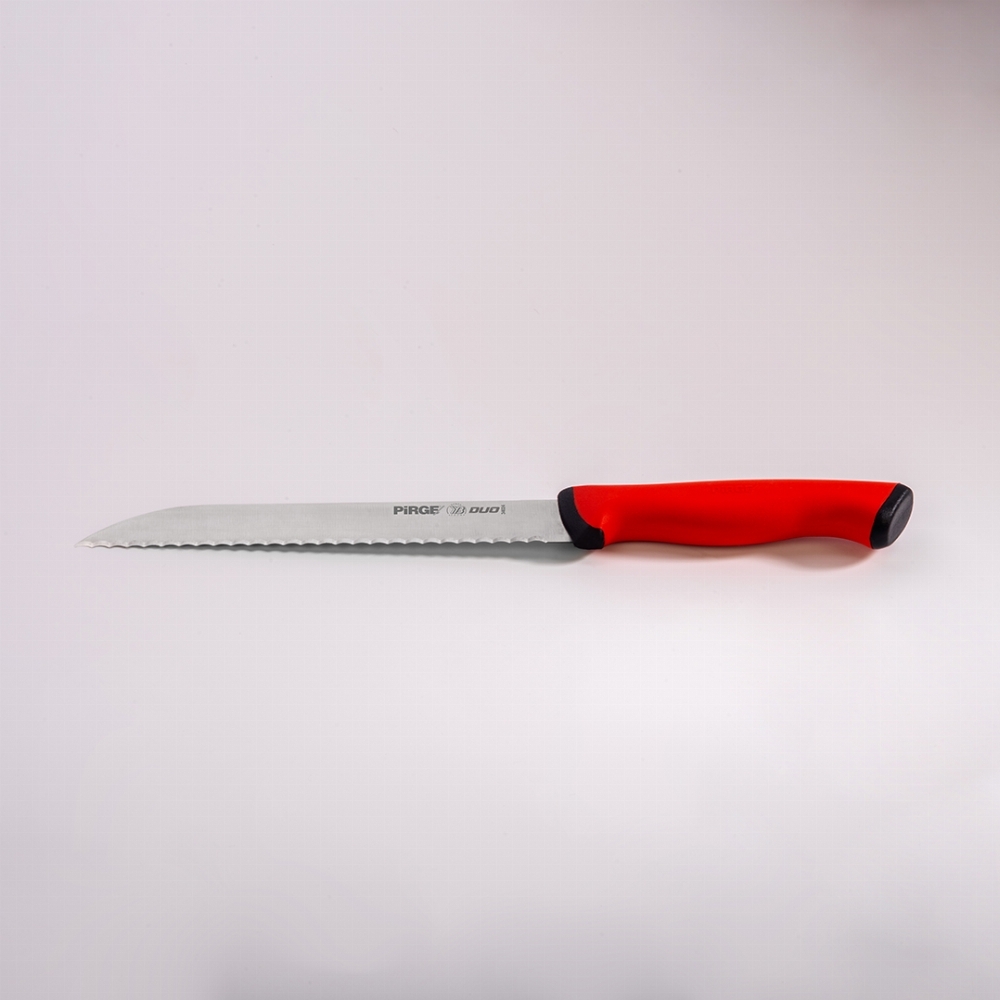 Couteau à pain professionnel dentelé 17,5 cm rouge PIRGE