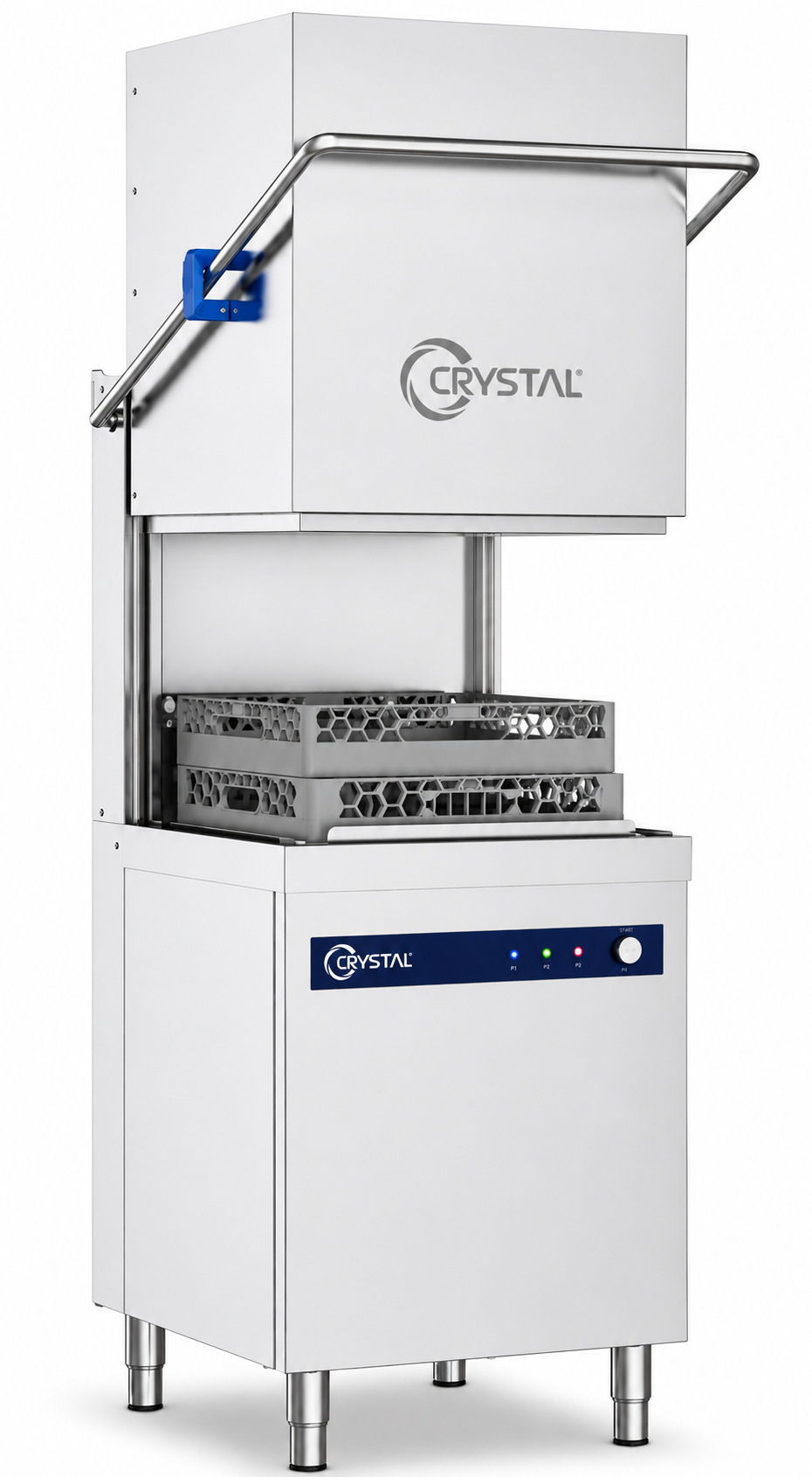 LAVE-VAISSELLE À CAPOT MÉCANIQUE AVEC POMPE DE VIDANGE ET POMPE DE DOSAGE DE LIQUIDE DE RINÇAGE CRYSTAL CRW1000 TP