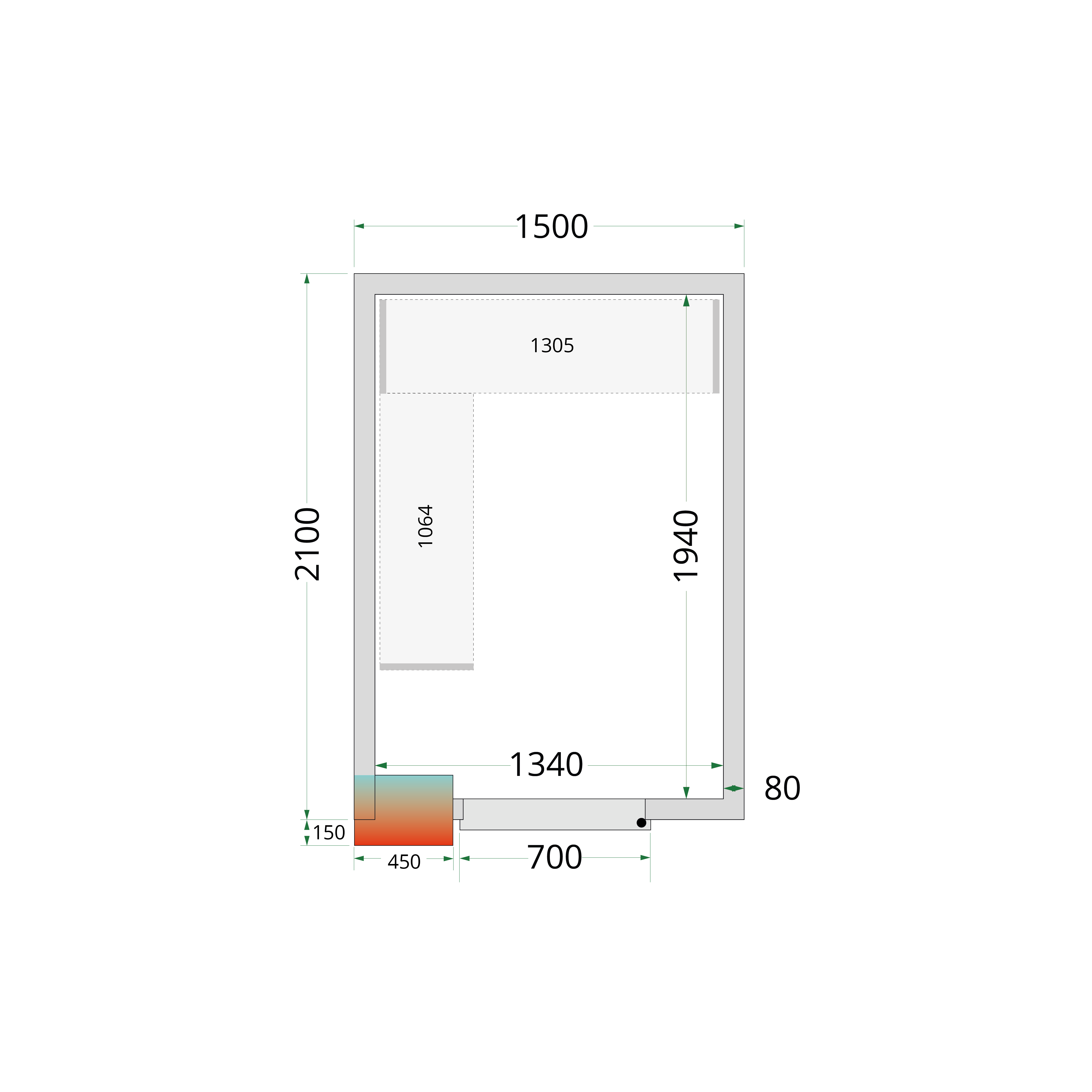 Panneaux de chambre froide 80 mm TEFCOLD-CR 150x210x220