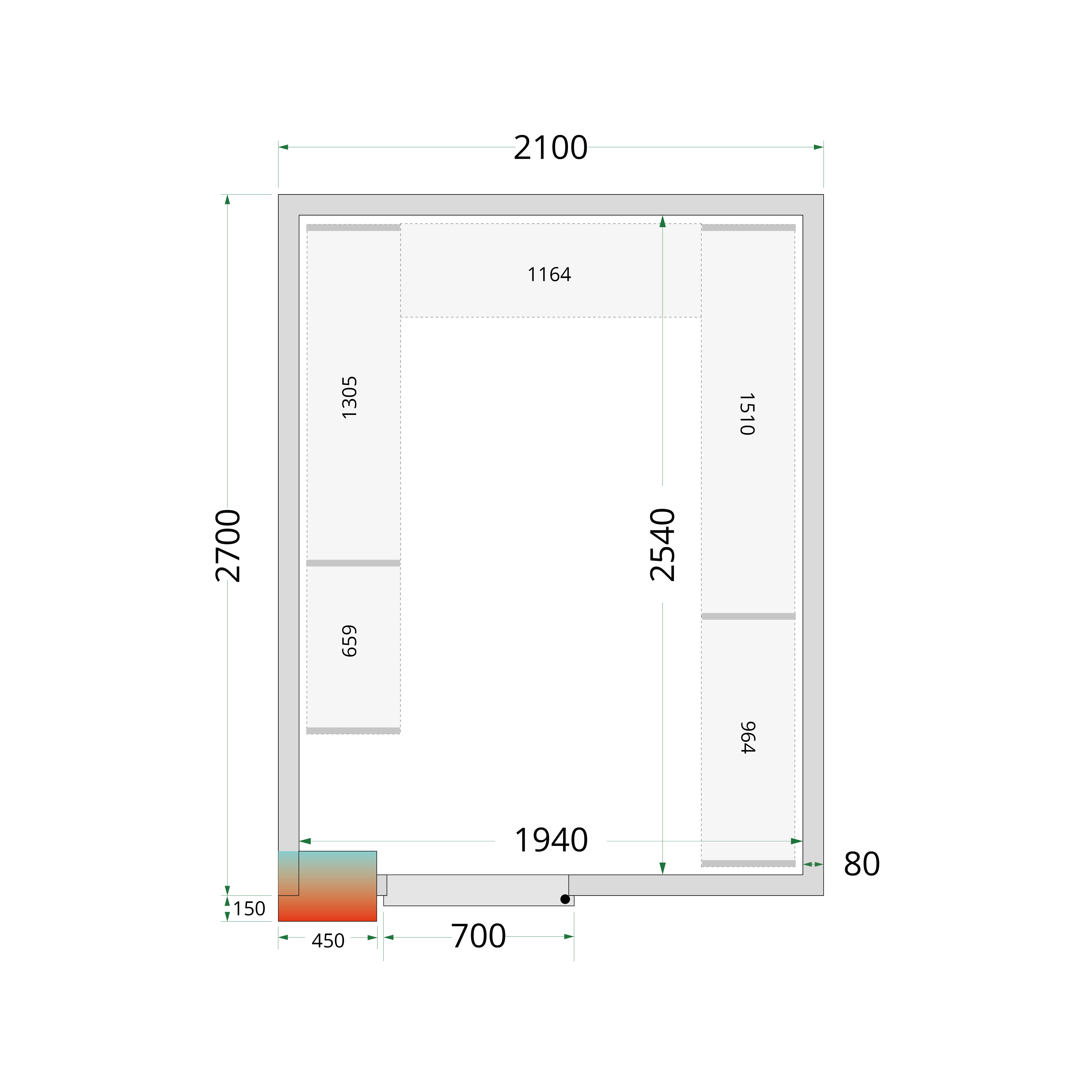 Panneaux de chambre froide 80 mm TEFCOLD-CR 210x270x220