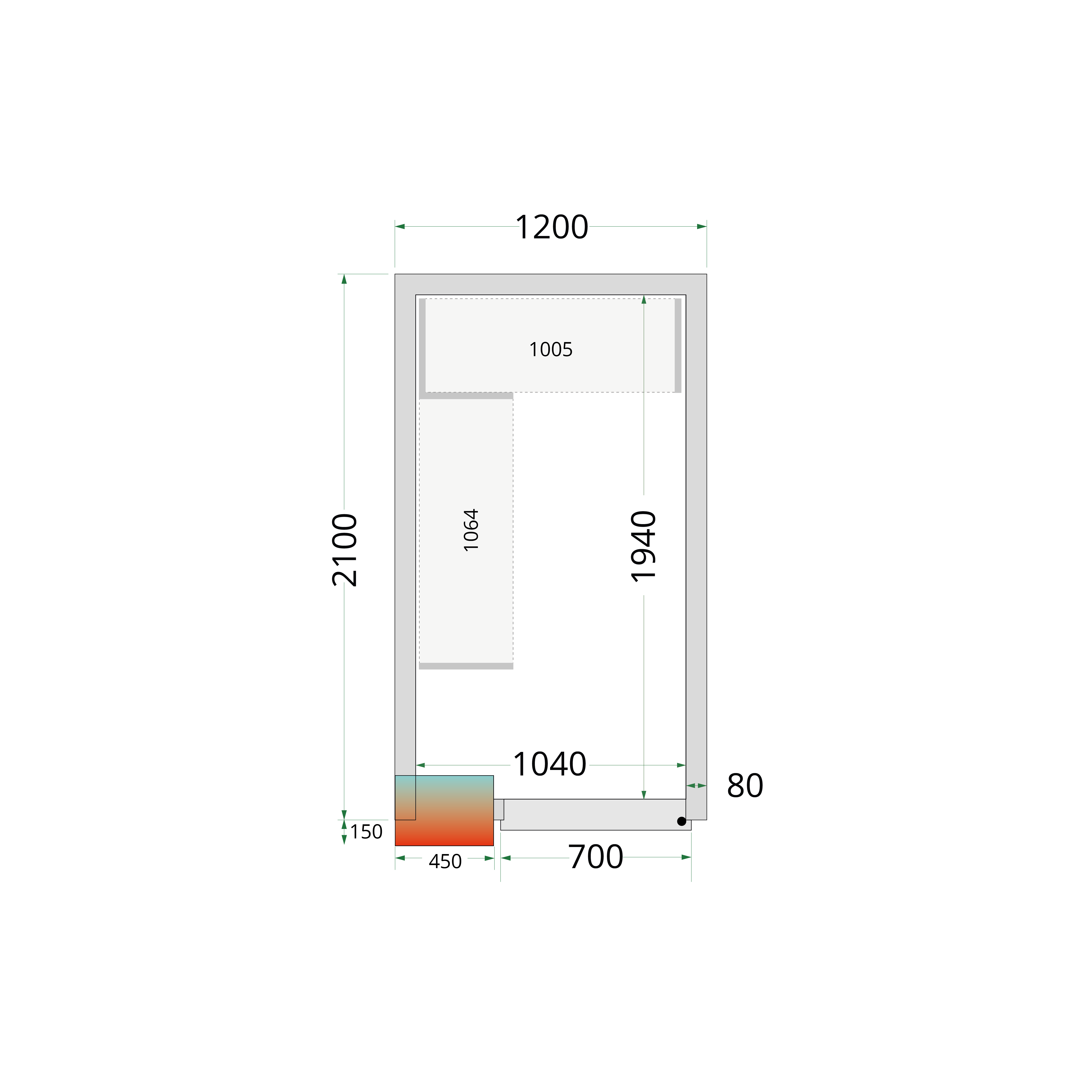 Panneaux de chambre froide 80 mm TEFCOLD-CR 120x210x212 NF