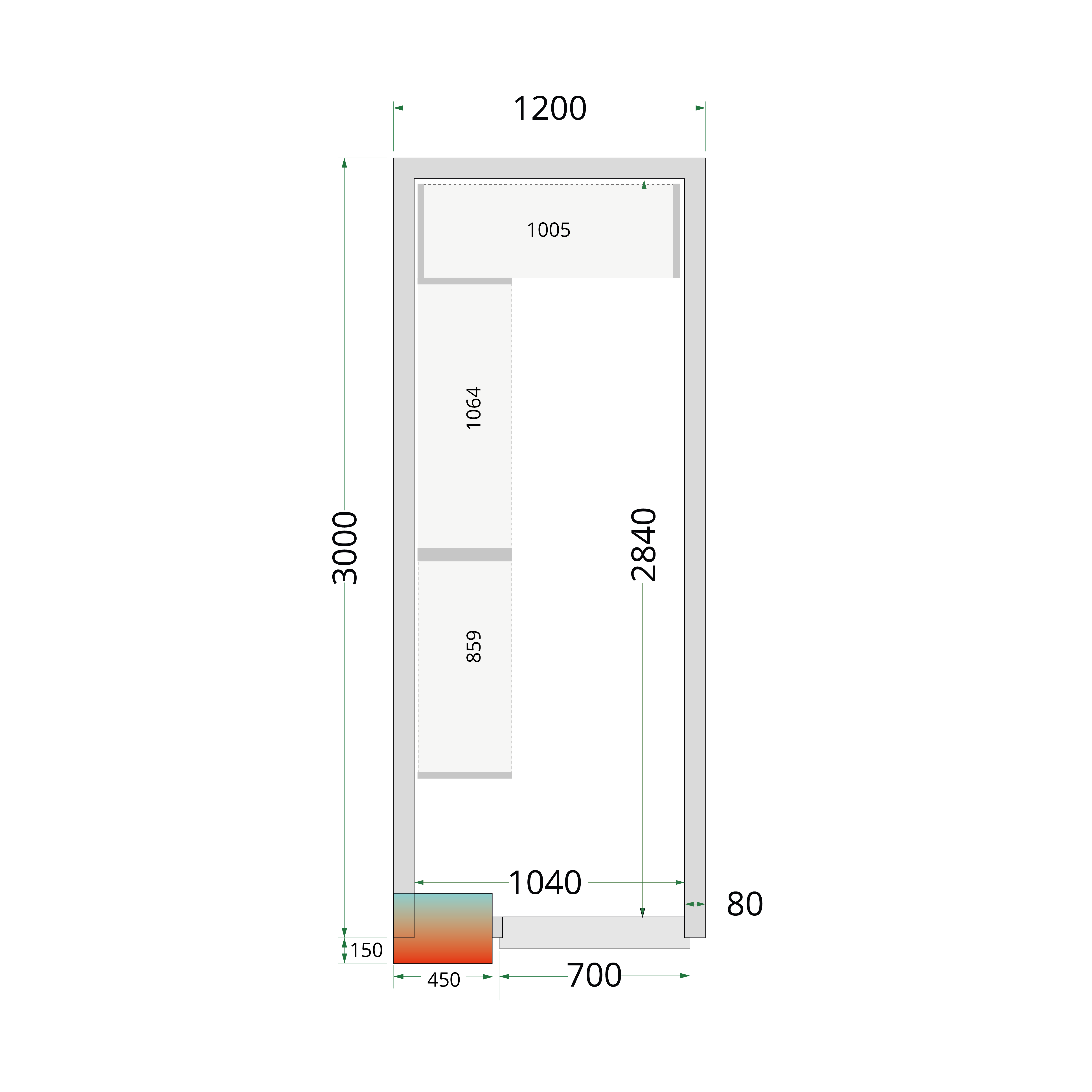 Panneaux de chambre froide 80 mm TEFCOLD-CR 120x300x220