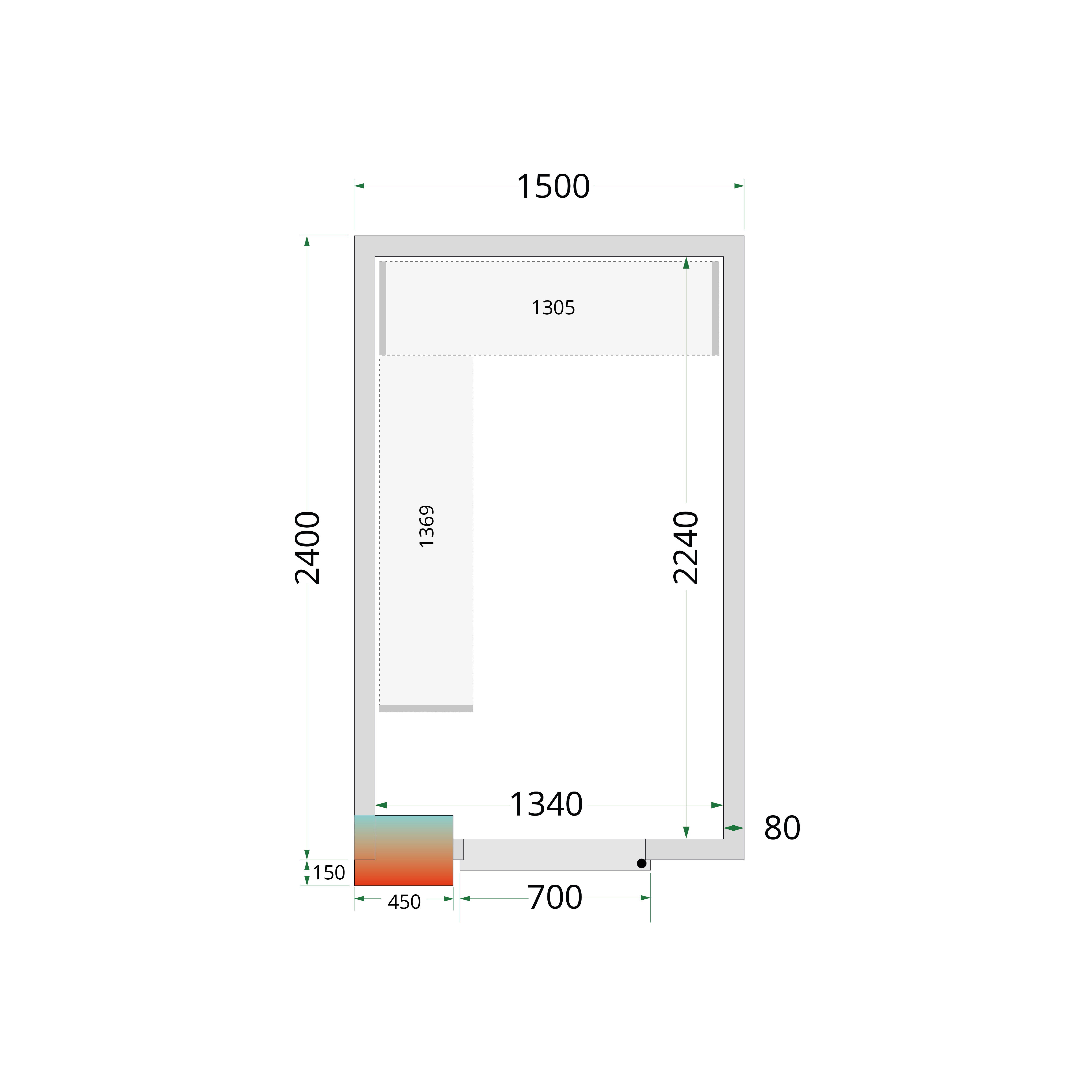 Panneaux de chambre froide 80 mm TEFCOLD-CR 150x240x220