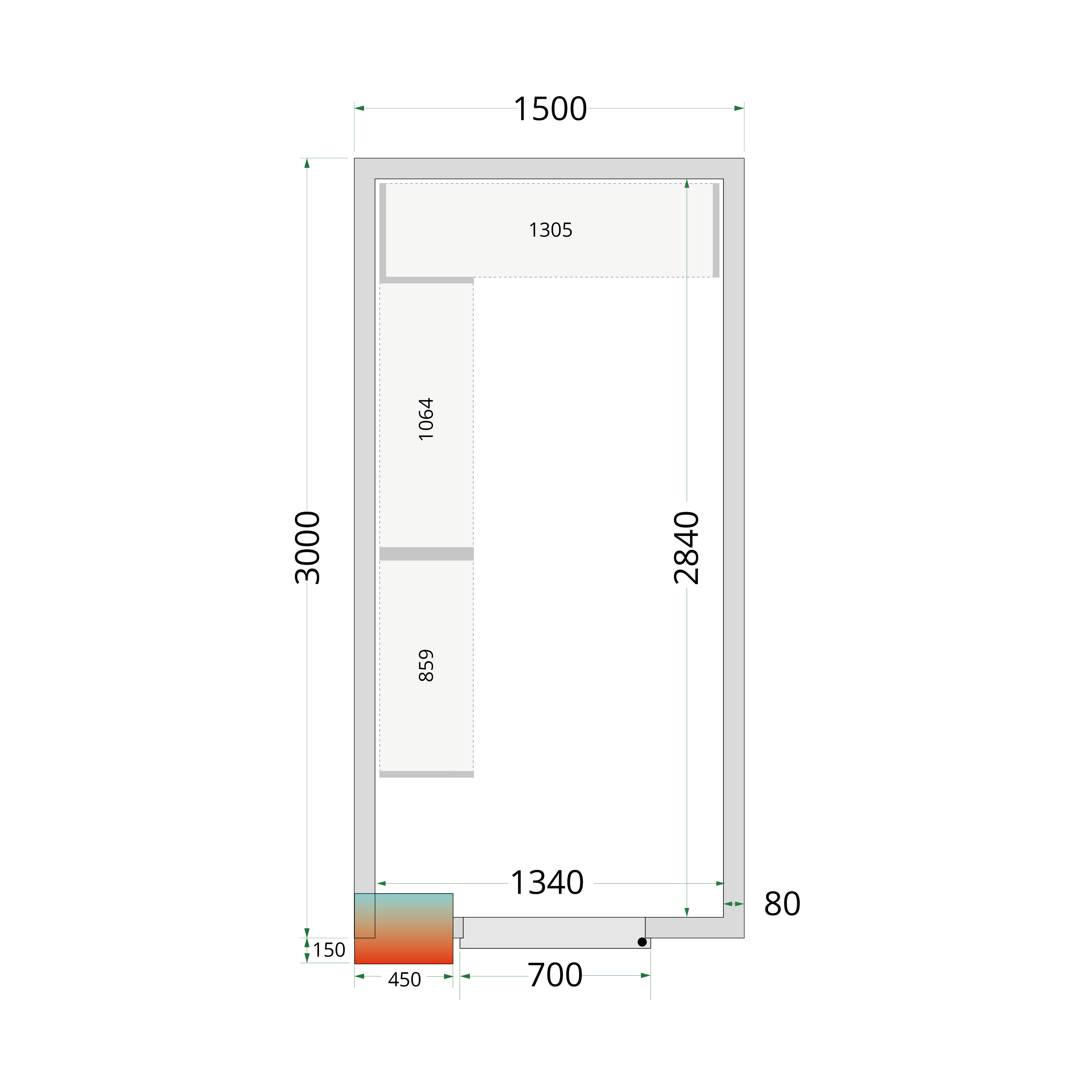 Panneaux de chambre froide 80 mm TEFCOLD-CR 150x300x212 NF