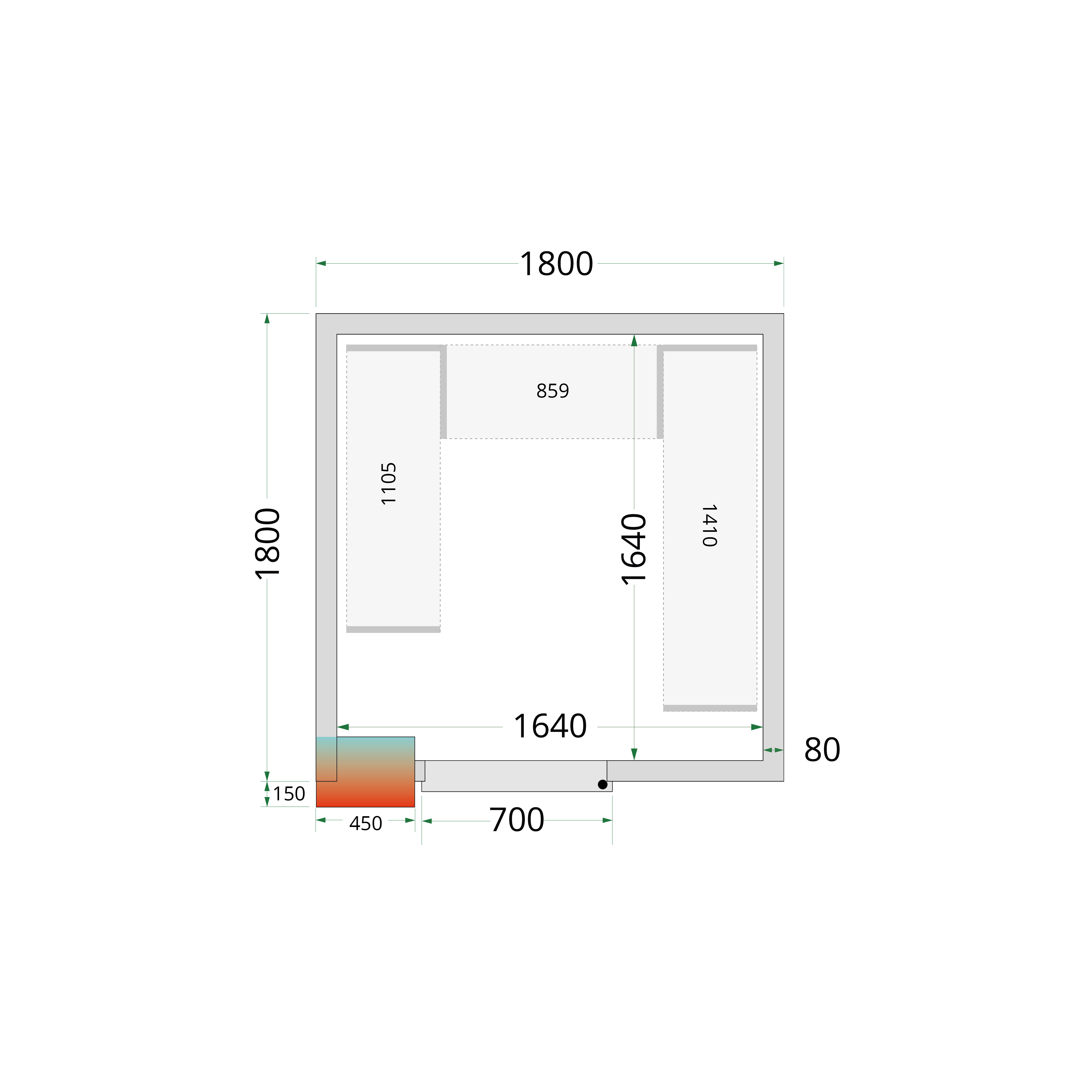 Panneaux de chambre froide 80 mm TEFCOLD-CR 180x180x212 NF