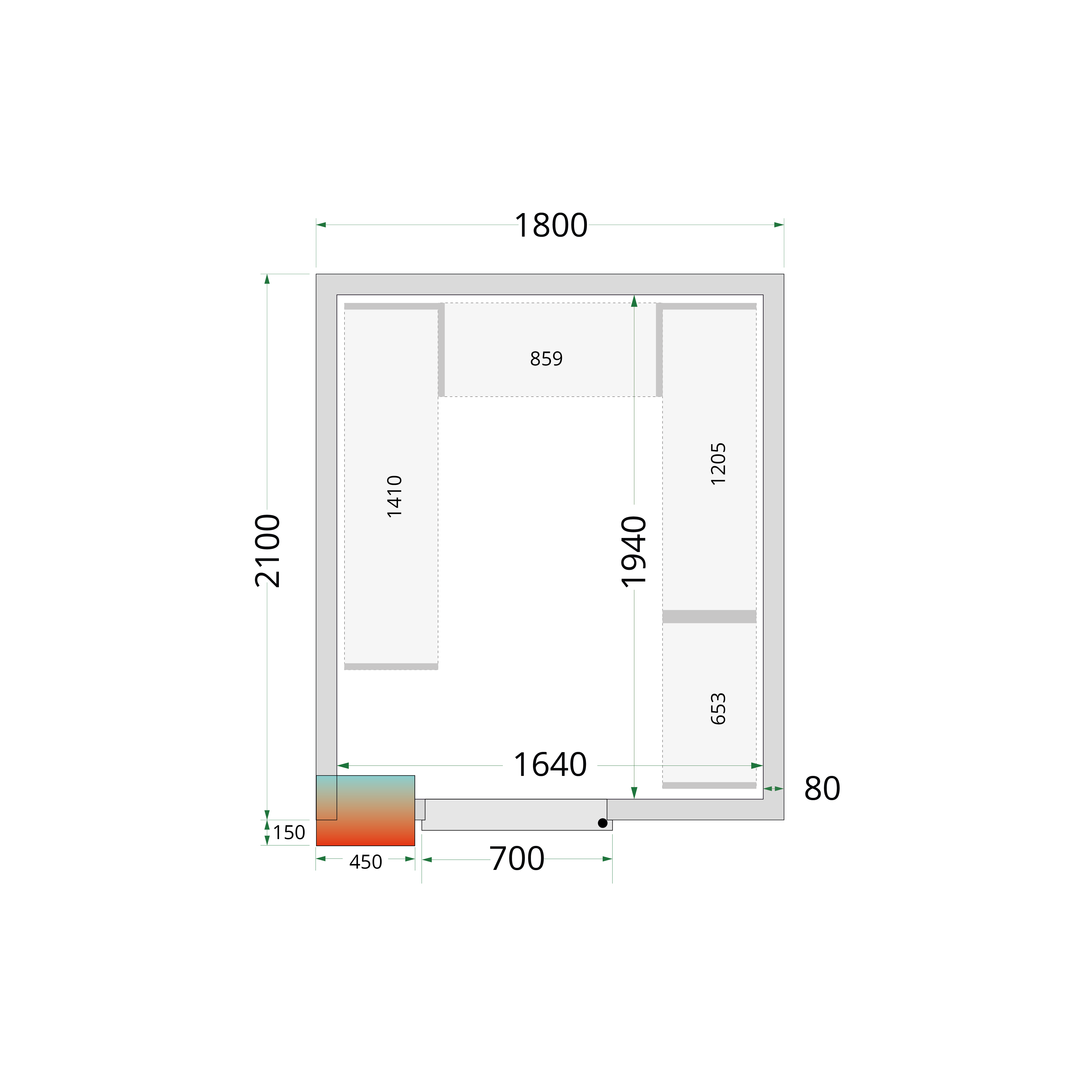 Panneaux de chambre froide 80 mm TEFCOLD-CR 180x210x220