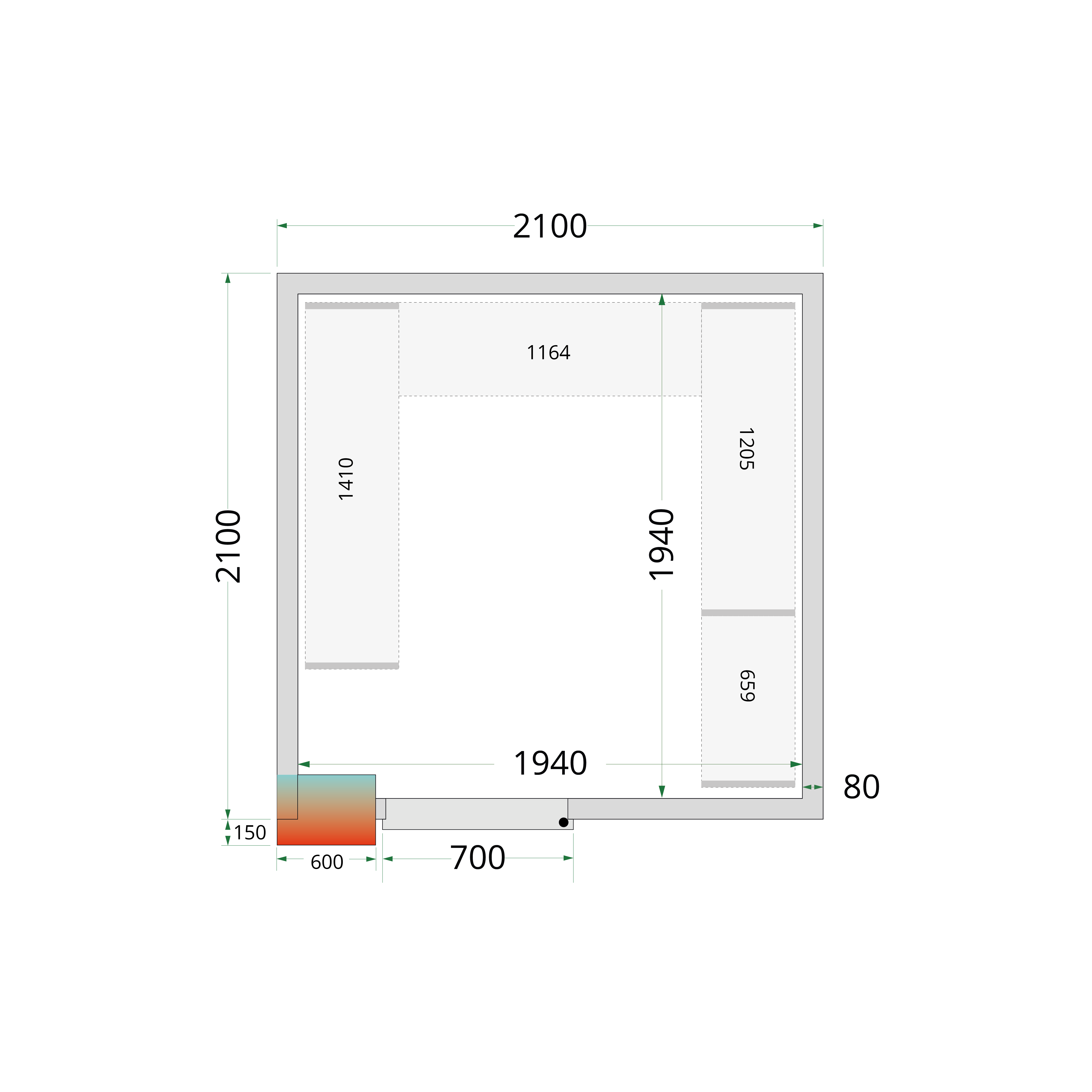 Panneaux de chambre froide 80 mm TEFCOLD-CR 210x210x212 NF