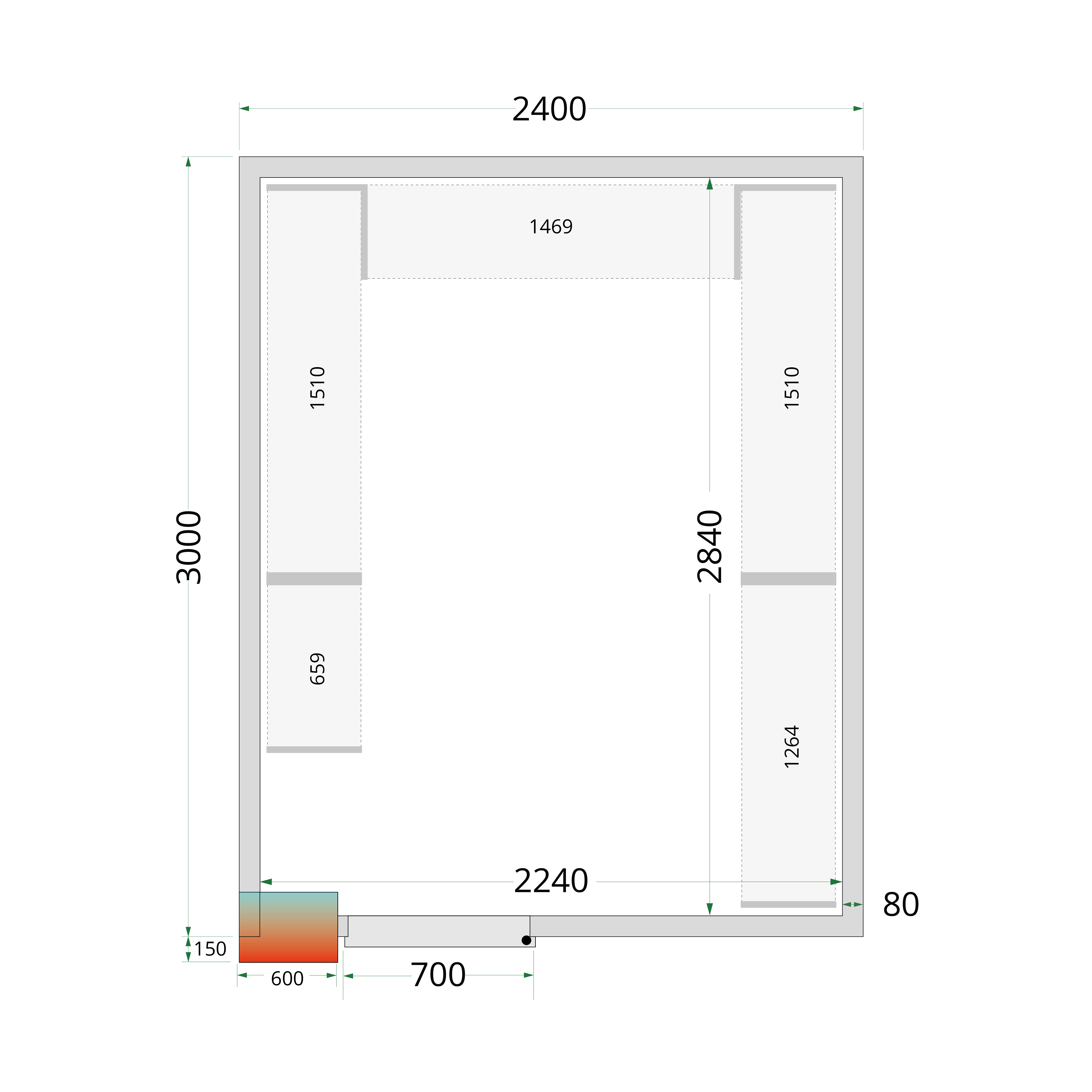 Panneaux de chambre froide 80 mm TEFCOLD-CR 240x300x220