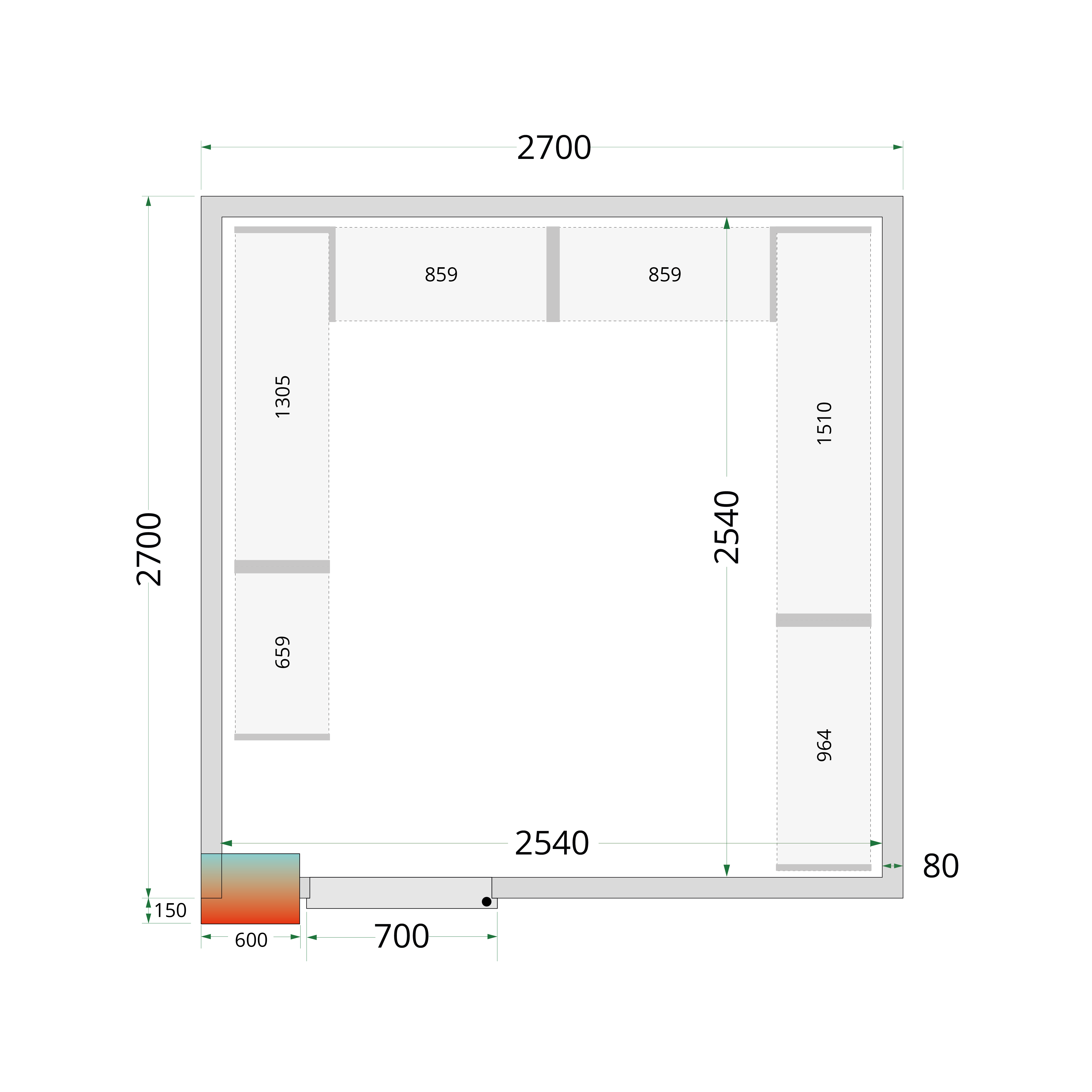 Panneaux de chambre froide 80 mm TEFCOLD-CR 270x270x220