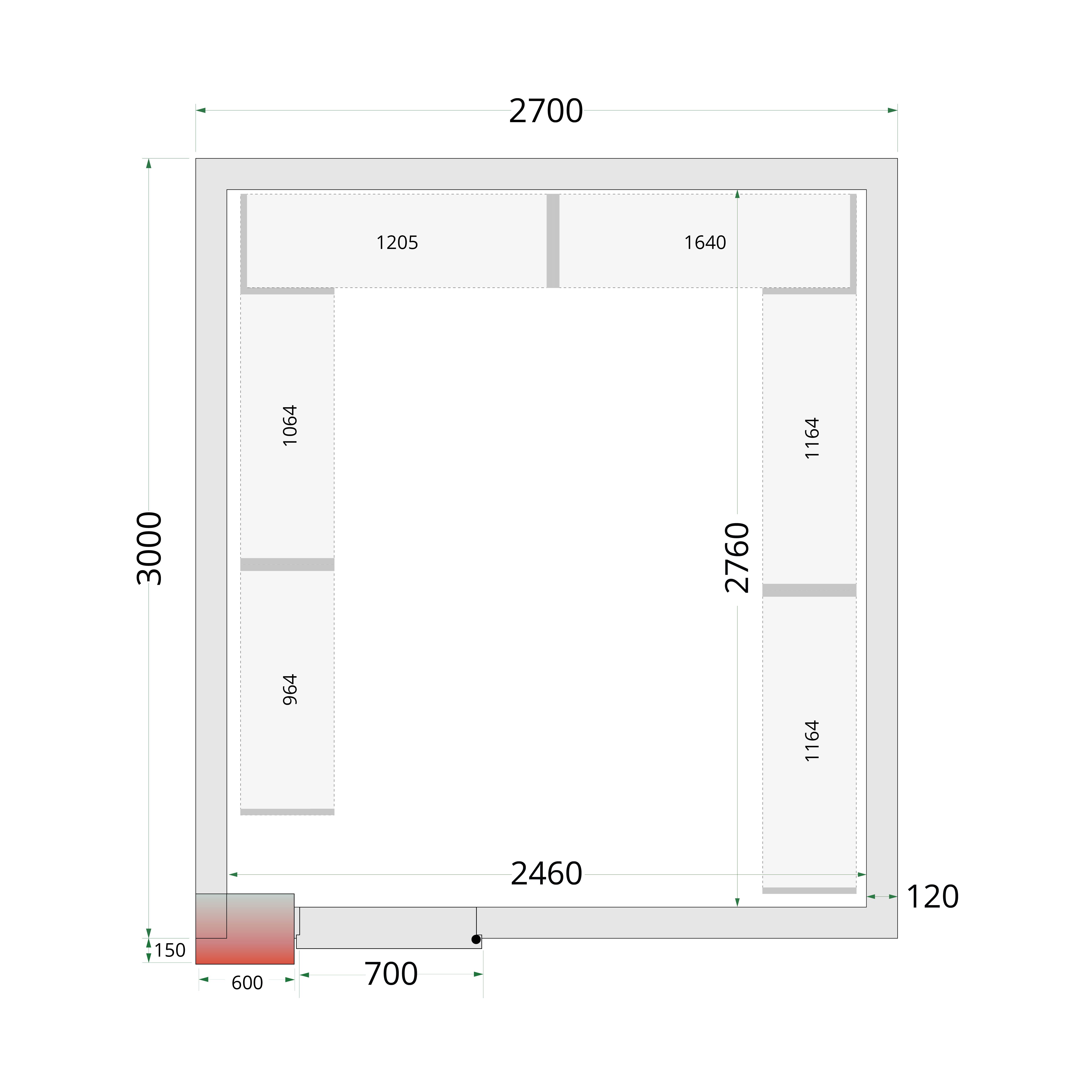 Panneaux de chambre froide 80 mm TEFCOLD-CR 270x300x220