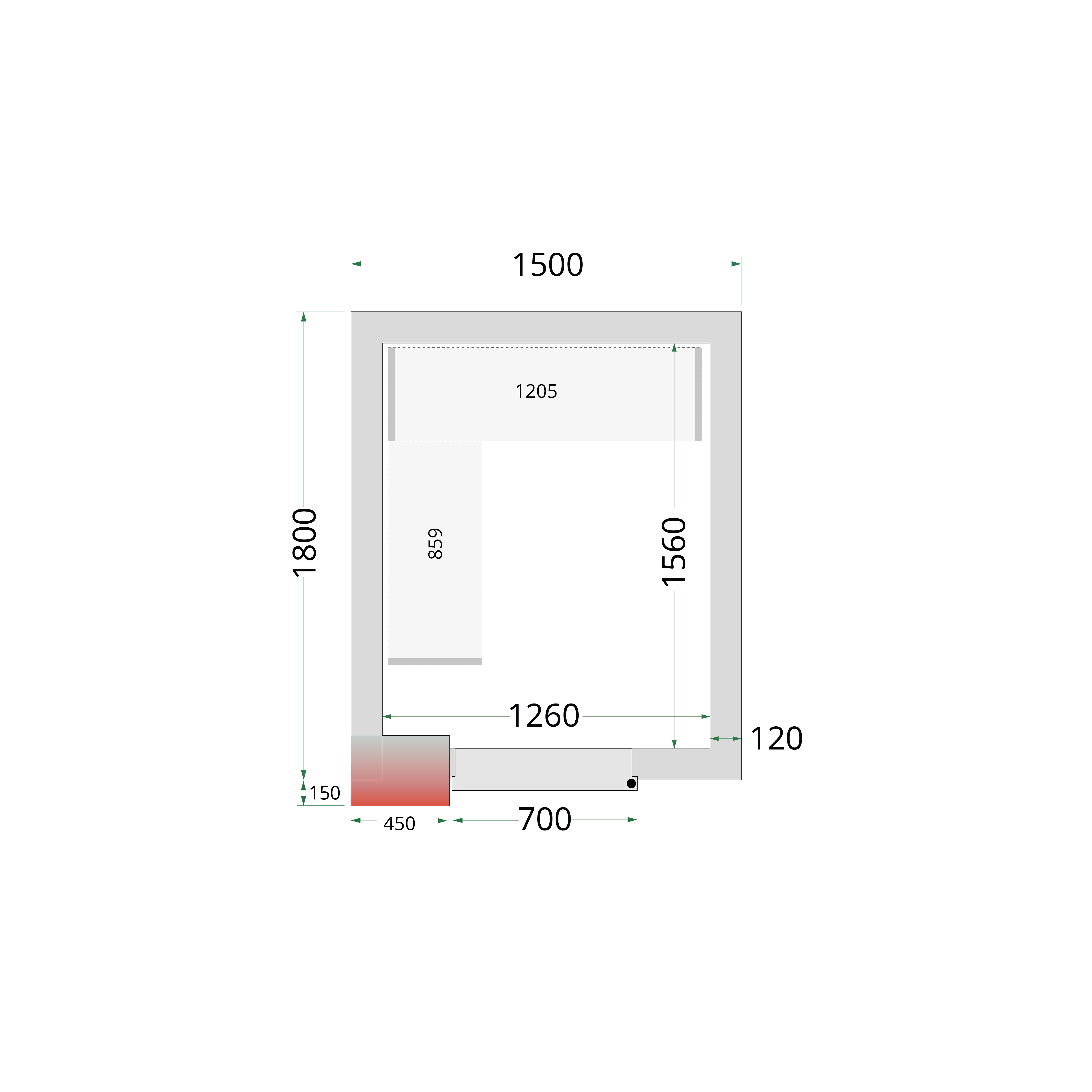 Panneaux de chambre froide 120 mm TEFCOLD-CR 150x180x220