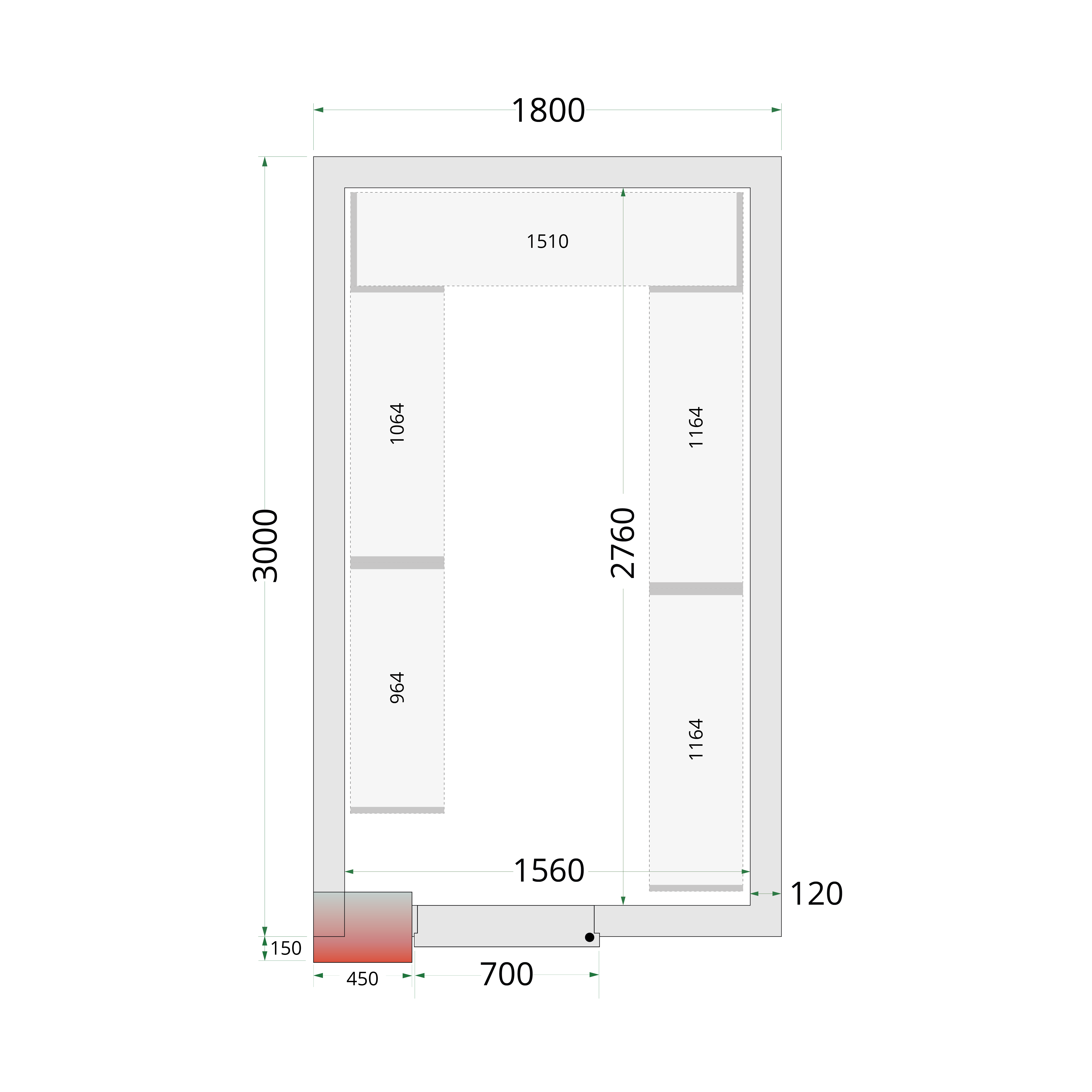 Panneaux de chambre froide 120 mm TEFCOLD-CR 180x300x220