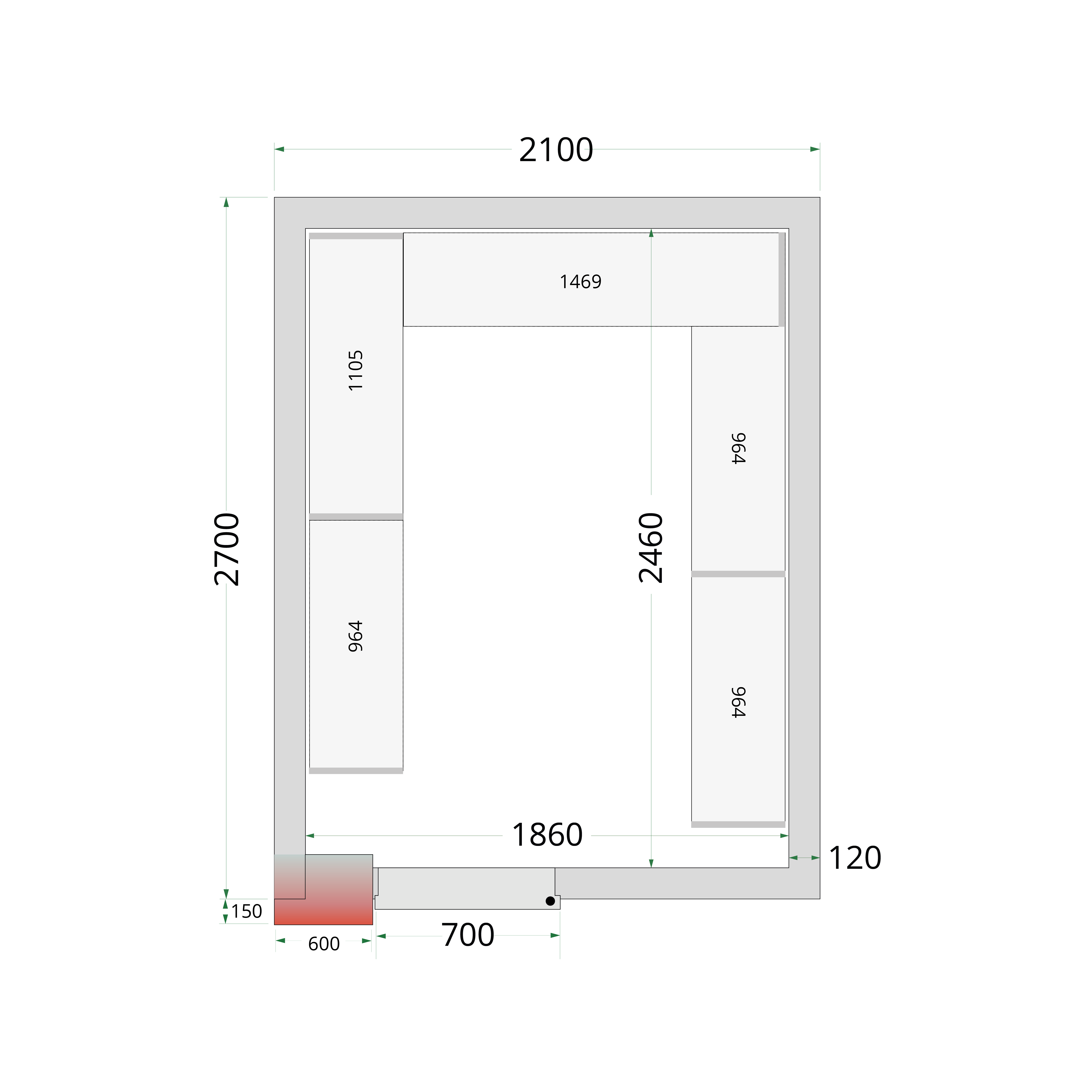 Panneaux de chambre froide 120 mm TEFCOLD-CR 210x270x220