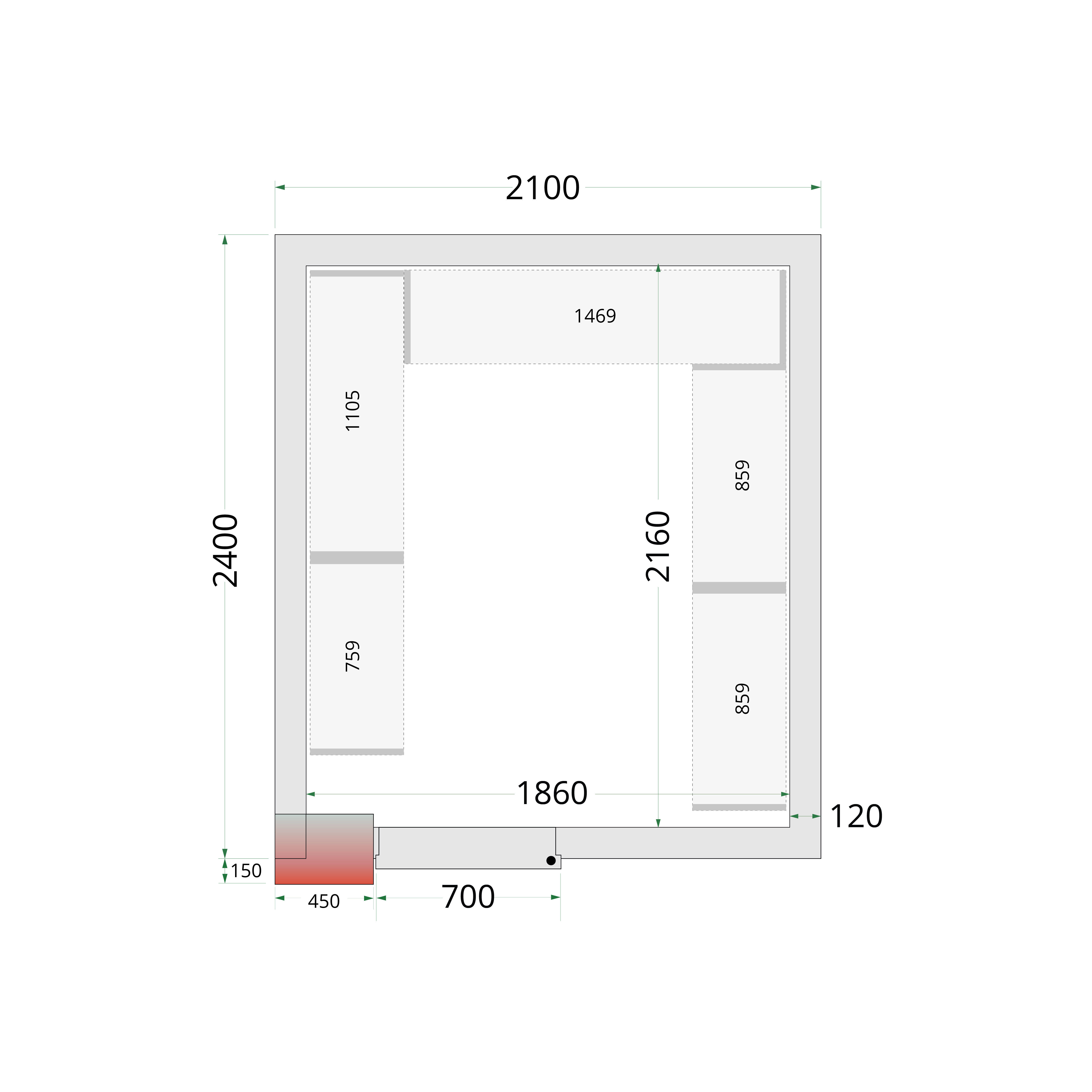 Chambre froide négative TEFCOLD-CRNF2124