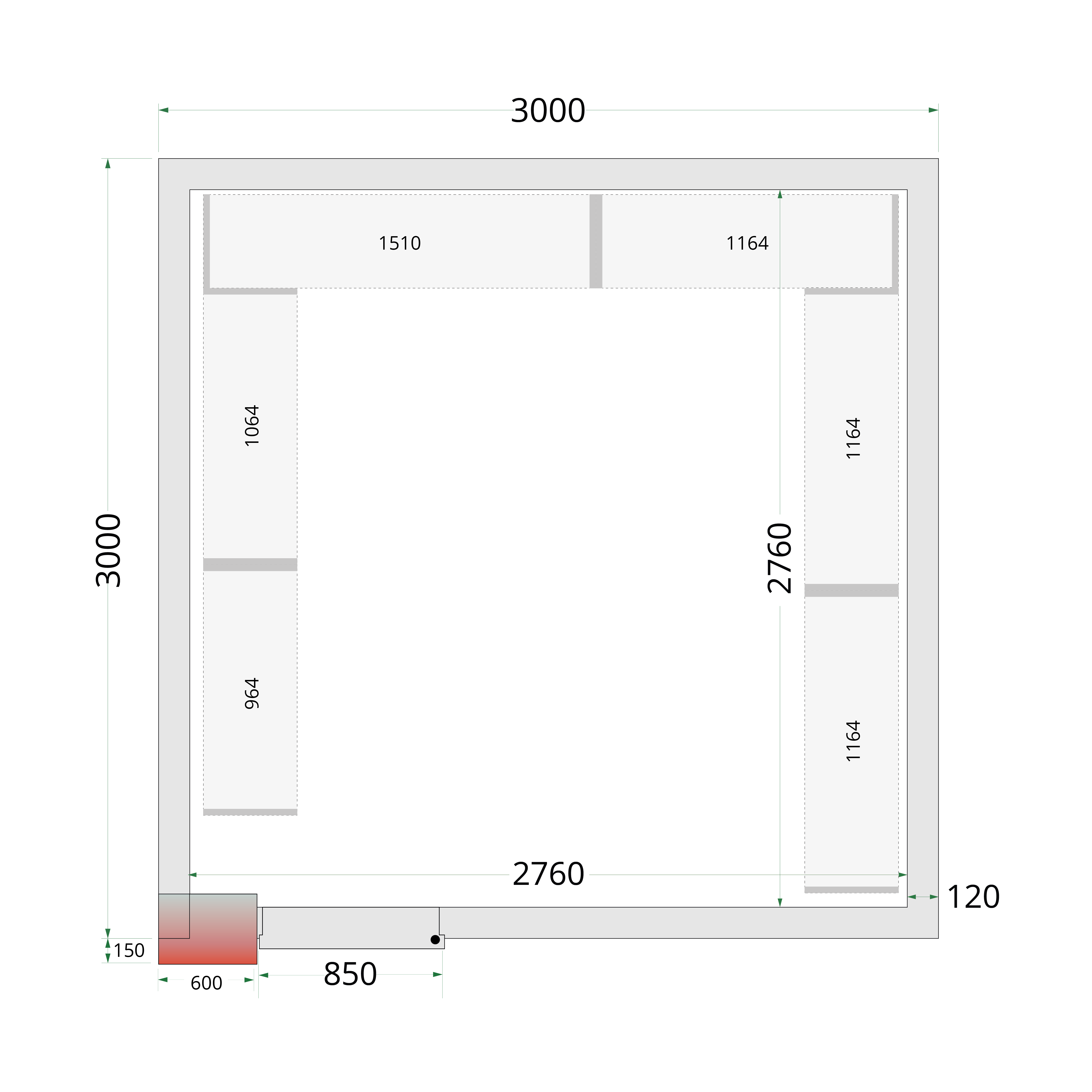 Panneaux de chambre froide 120 mm TEFCOLD-CR 300x300x220 WD