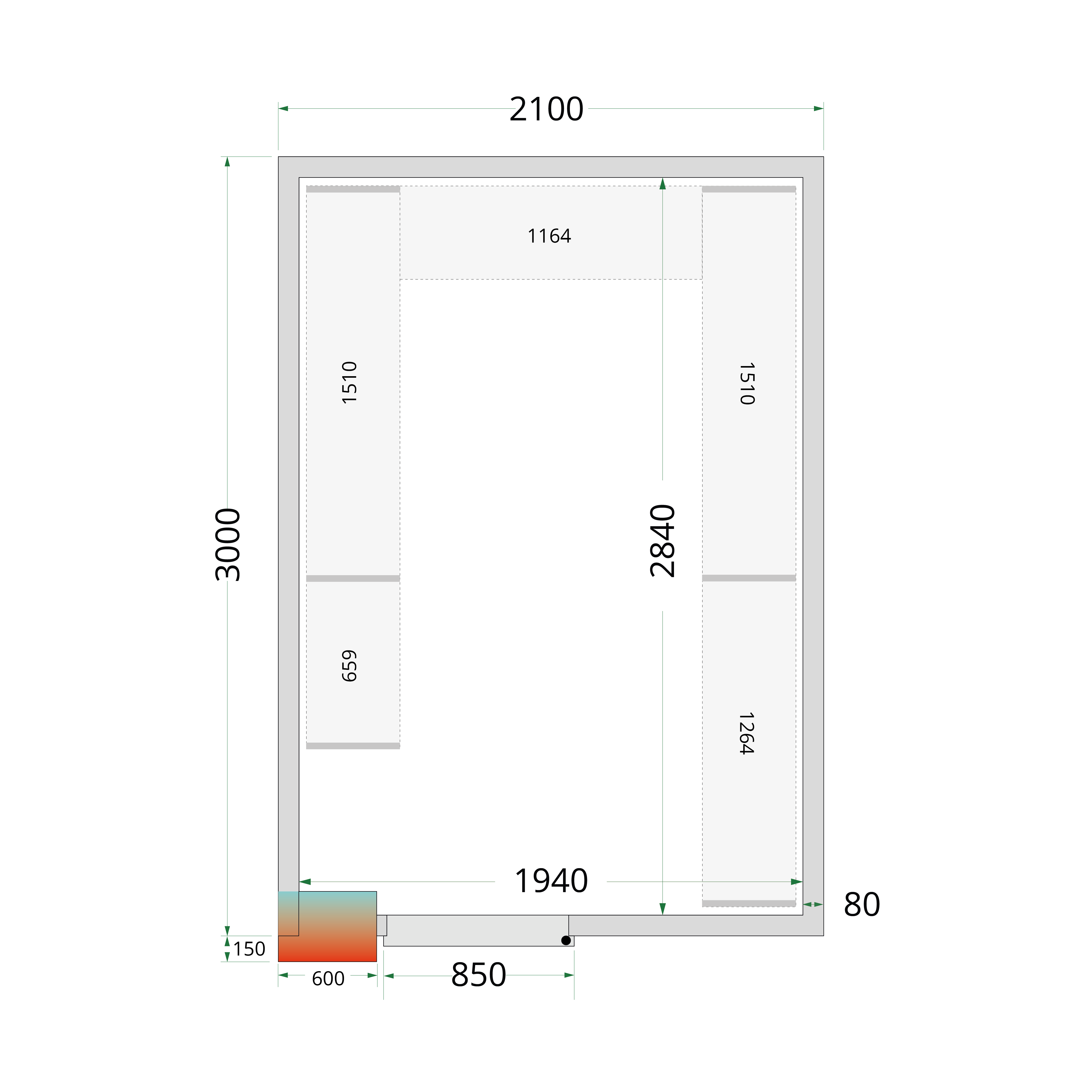Panneaux de chambre froide 80 mm TEFCOLD-CR 210x300x220 WD