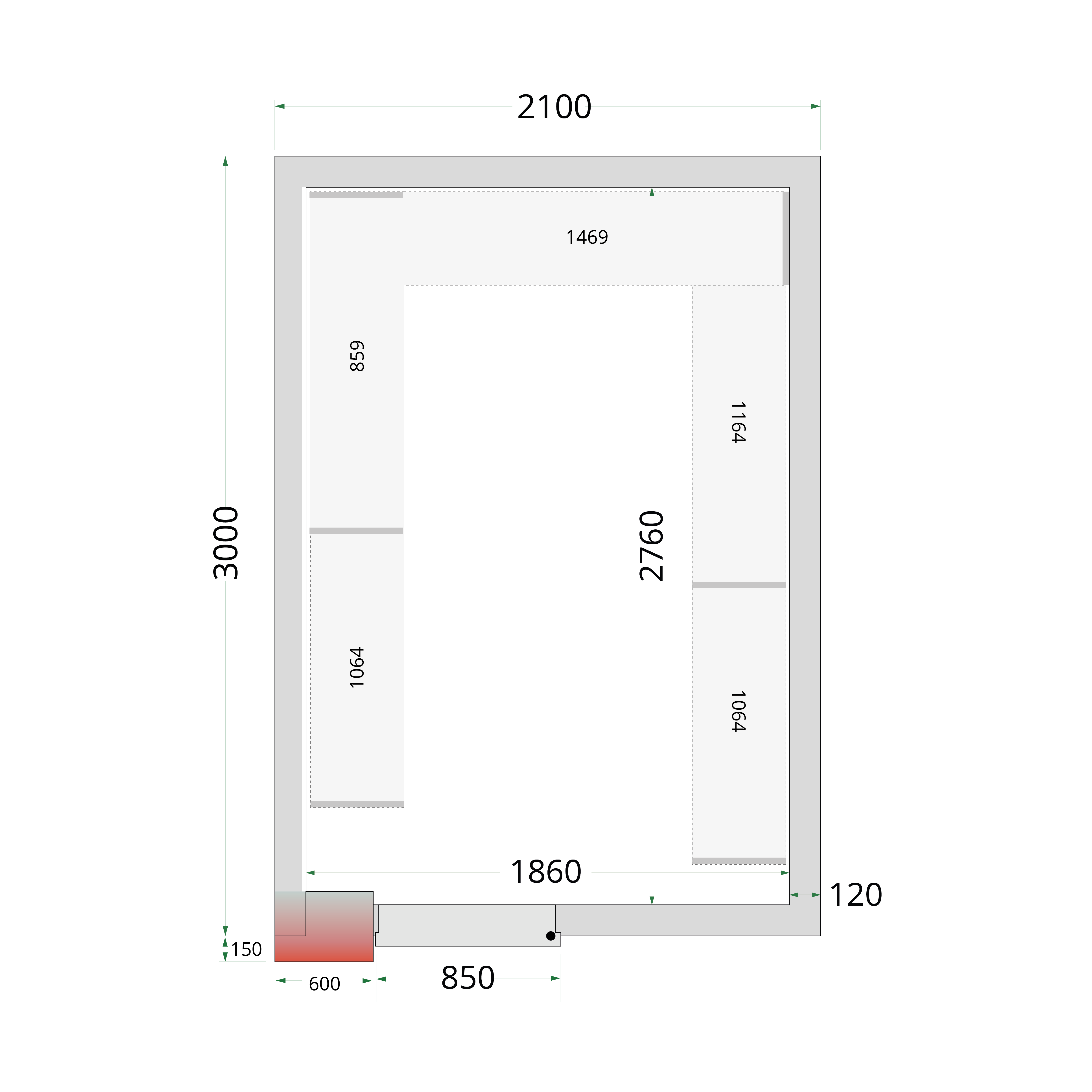 Panneaux de chambre froide 120 mm TEFCOLD-CR 210x300x220 WD