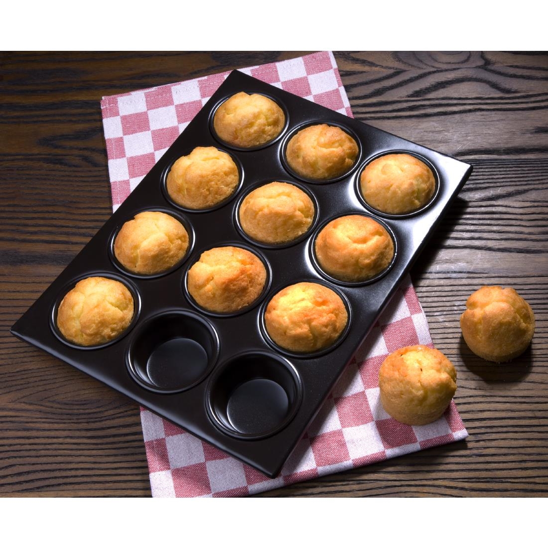 Plaque aluminium antiadhésive de 12 moules à muffins Vogue C562