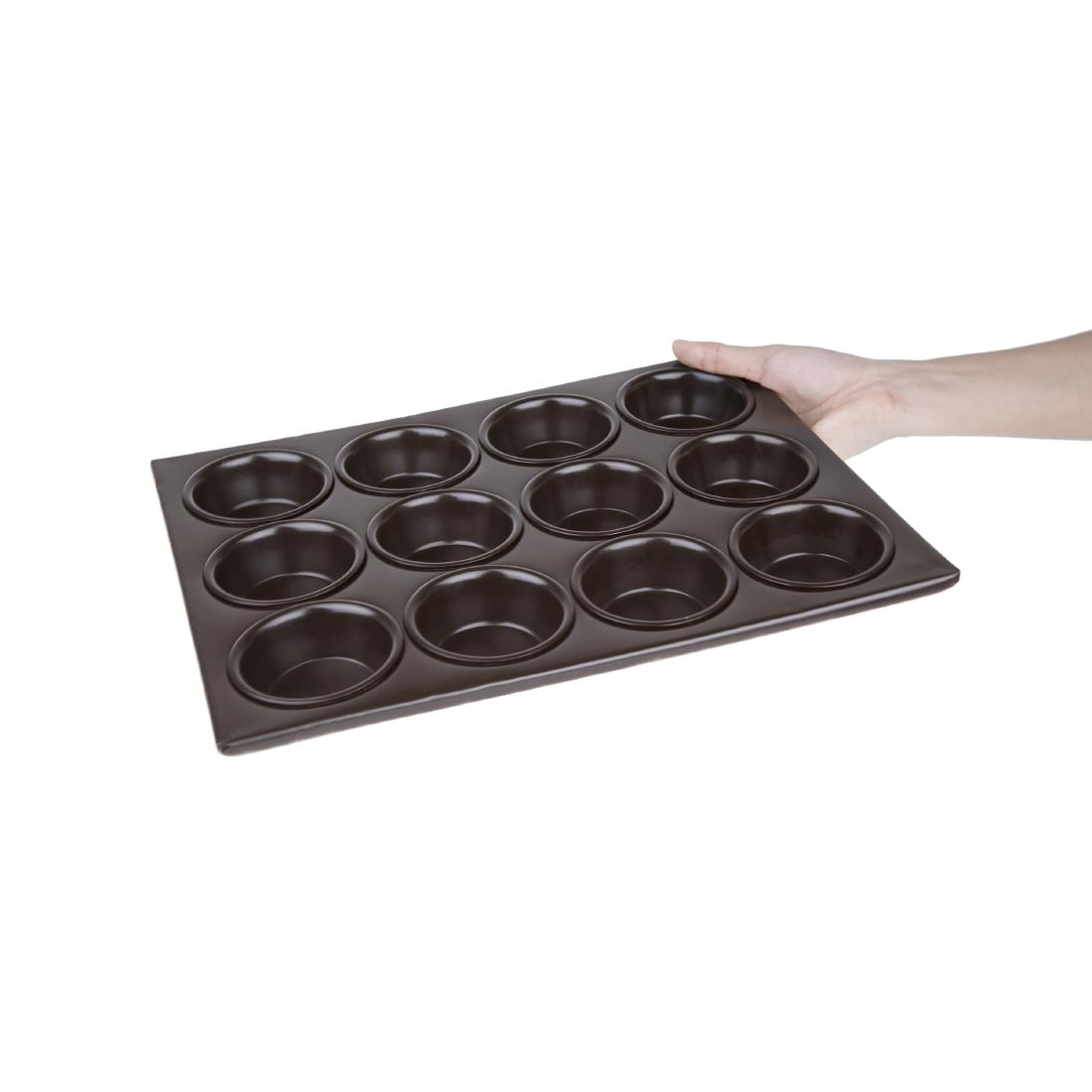 Plaque aluminium antiadhésive de 12 moules à muffins Vogue C562