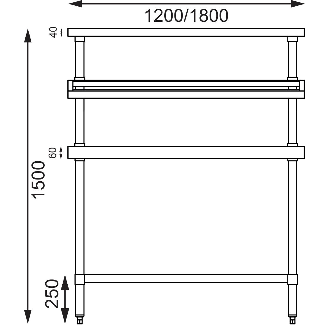 Table de préparation inox avec support bacs GN Vogue CB908