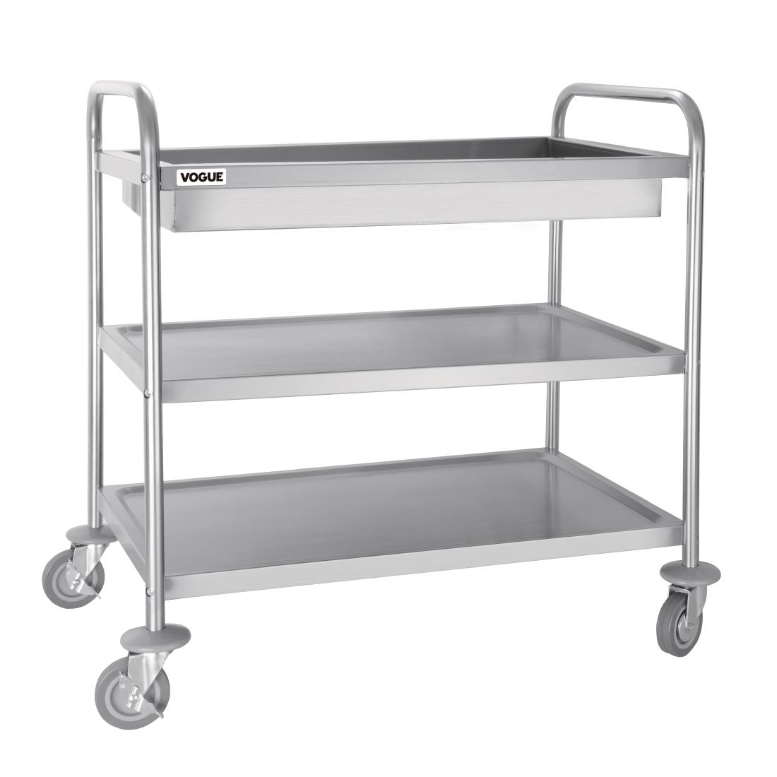 Chariot de débarrassage inox à plateau profond Vogue 3 niveaux CC365