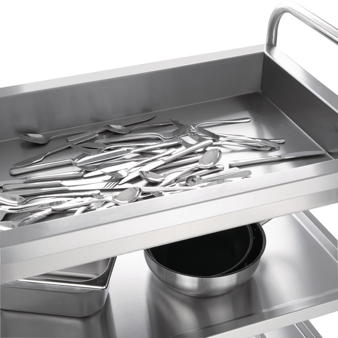 Chariot de débarrassage inox à plateau profond Vogue 3 niveaux CC365