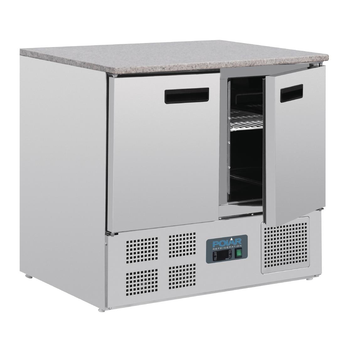 Table réfrigérée positive plan de travail en marbre Polar Série G 2 portes 240L CL108