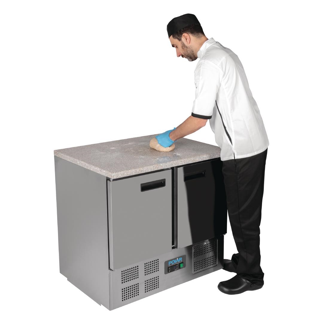 Table réfrigérée positive plan de travail en marbre Polar Série G 2 portes 240L CL108