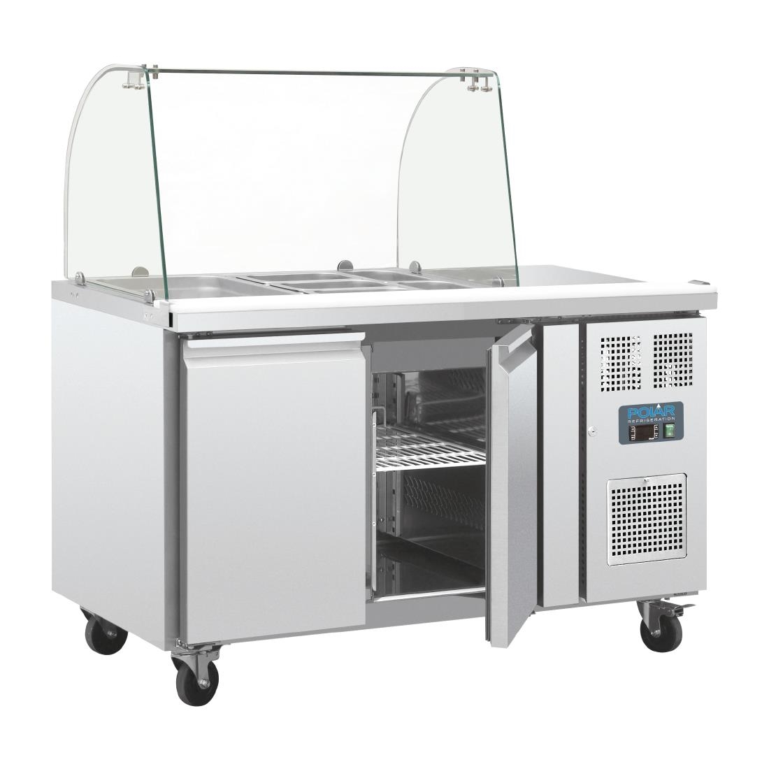 Comptoir de préparation réfrigéré GN avec pare-haleine Polar Série U 2 portes CT393