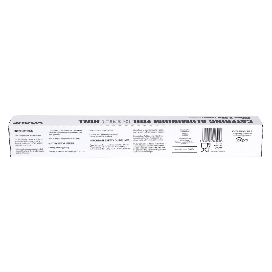 Rouleaux de papier aluminium pour distributeur Wrap450 Vogue CW204