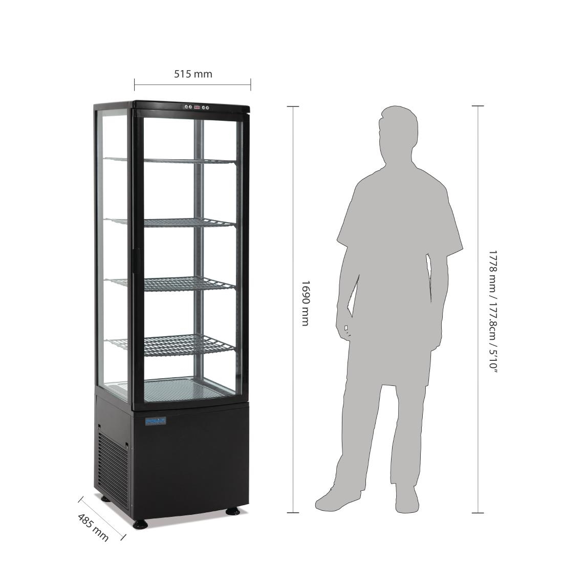 Vitrine réfrigérée porte incurvée économe en énergie Polar série C noire 235L CX573