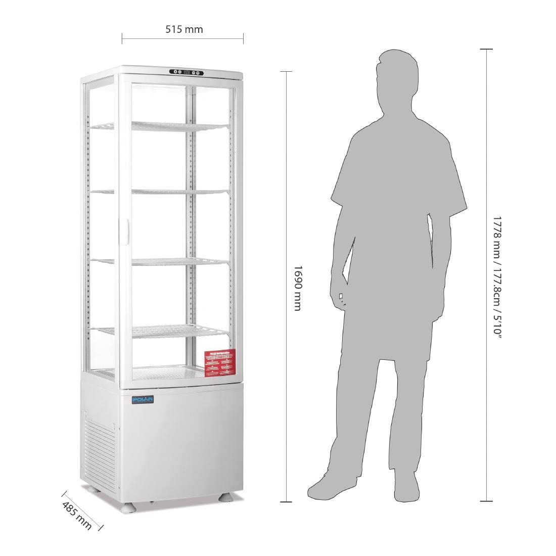 Vitrine réfrigérée porte incurvée économe en énergie Polar série C blanche 235L CX575