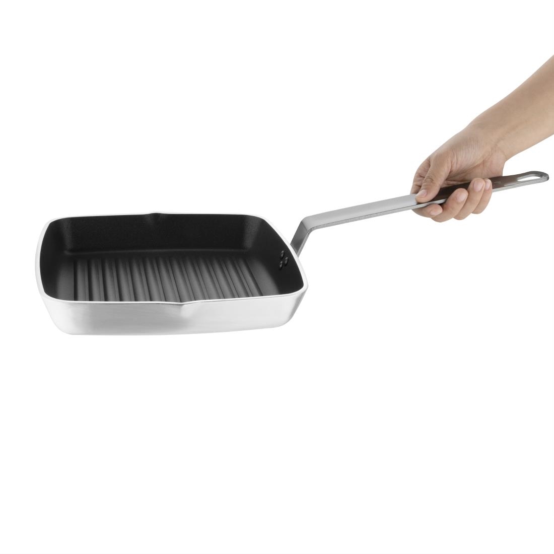Poêle antiadhésive carrée fond rainuré Vogue 240mm DL942