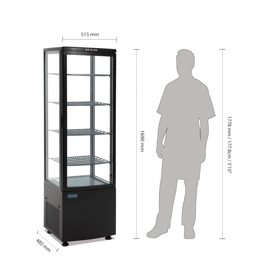 Vitrine réfrigérée avec portes incurvées Polar Série C noire 235L DP289