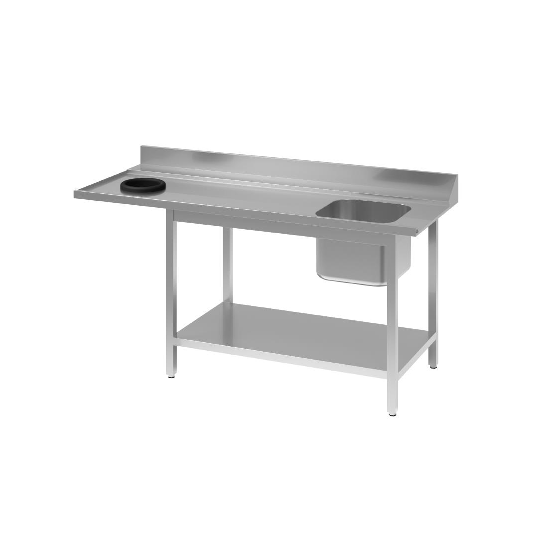 Table d'entrée lave-vaisselle inox avec bac à droite TVO dosseret et tablette inférieure Gastro M 1000 x 700mm DS465