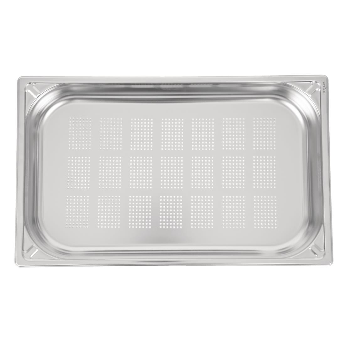 Bac inox 18/10 perforé GN 1/1 professionnel Vogue 65mm DW461