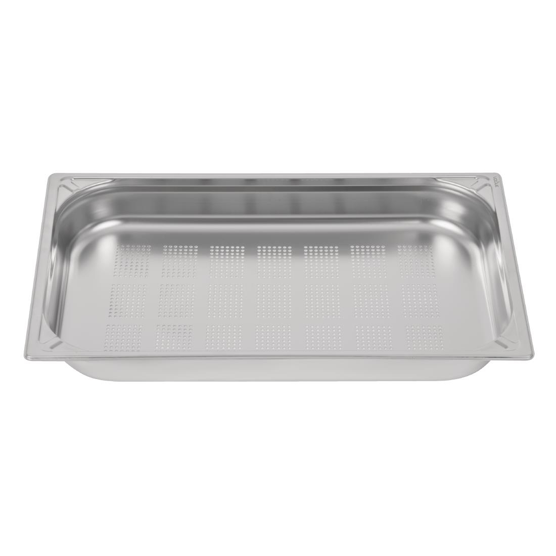 Bac inox 18/10 perforé GN 1/1 professionnel Vogue 65mm DW461
